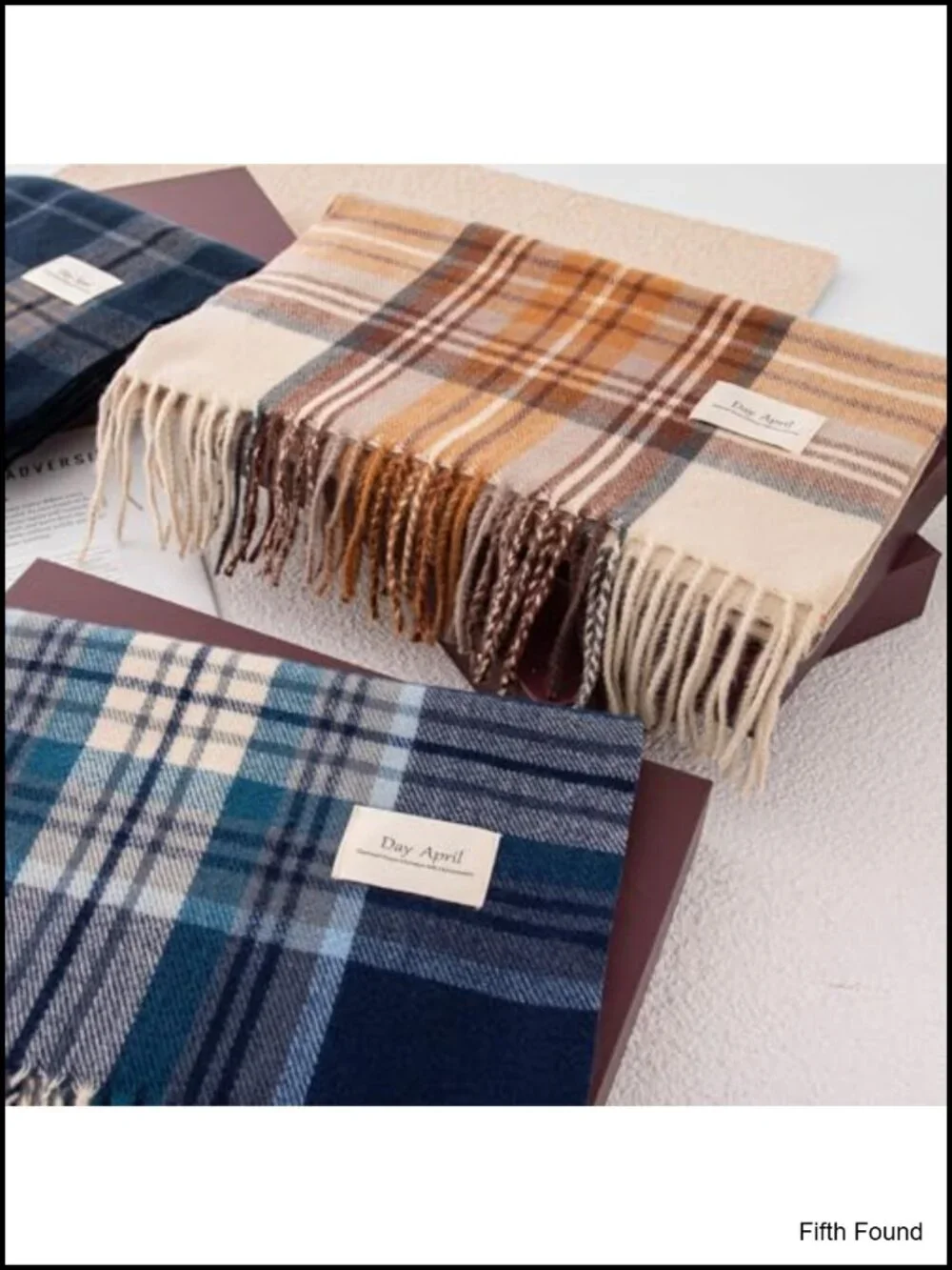 Plaid Scarf Oversized Shawl Wrap Tassel Winter Blanket